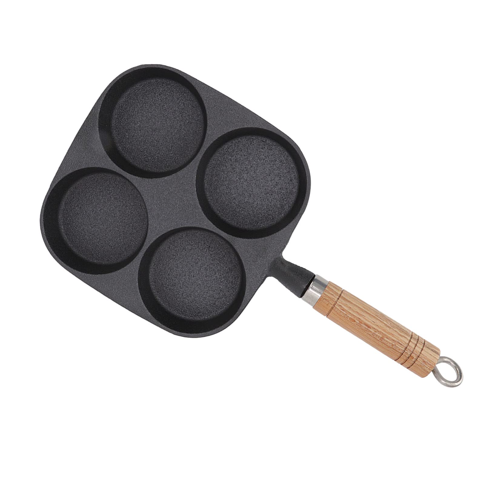 Egg Cooker Omelet Pan, Egg Pan 4 Cup Egg Frying Pan with Wooden Handle for Breakfast Pancakes Omelettes