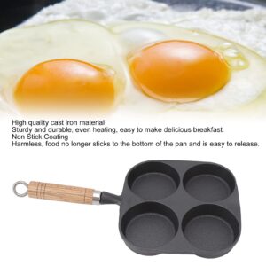 Egg Cooker Omelet Pan, Egg Pan 4 Cup Egg Frying Pan with Wooden Handle for Breakfast Pancakes Omelettes