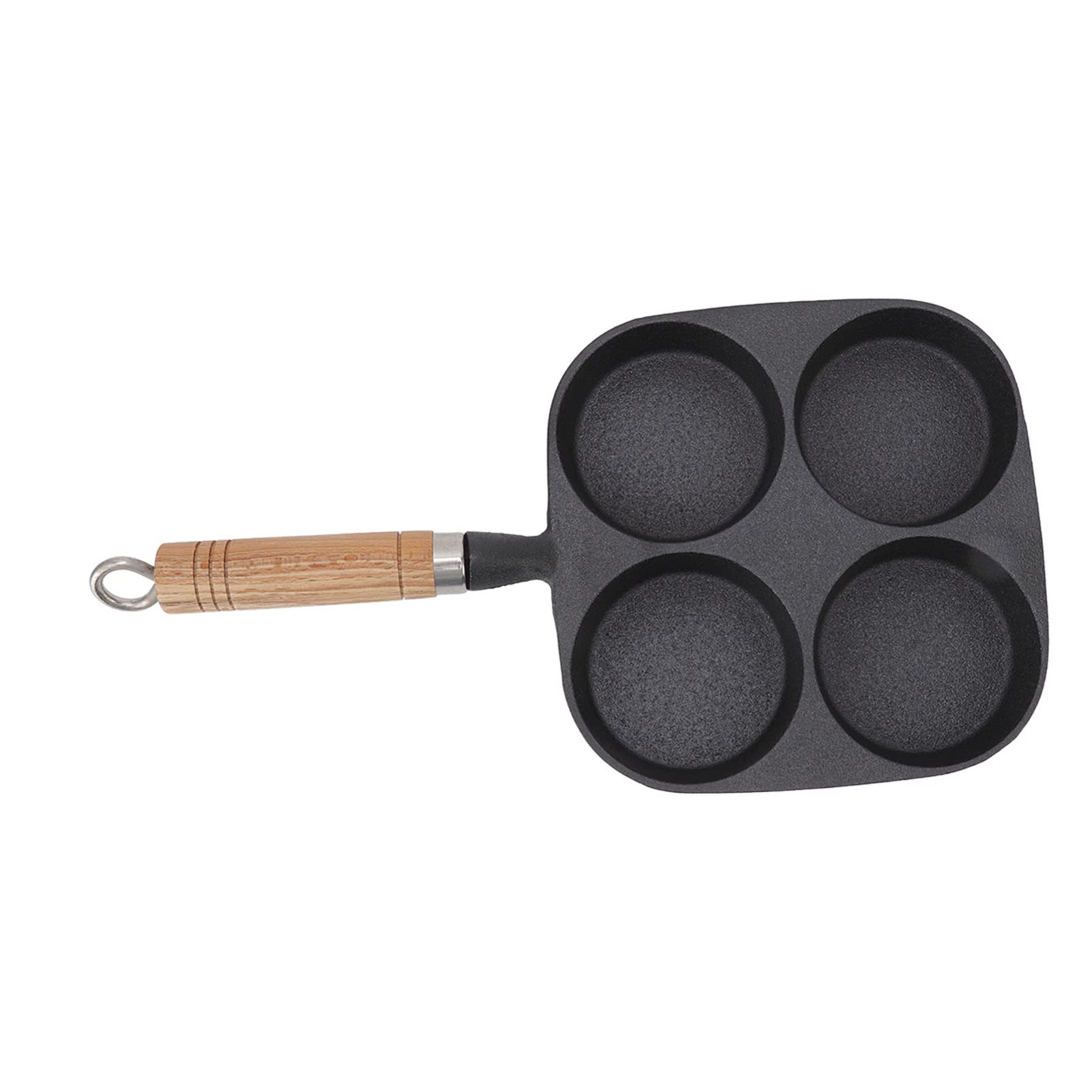 Egg Cooker Omelet Pan, Egg Pan 4 Cup Egg Frying Pan with Wooden Handle for Breakfast Pancakes Omelettes