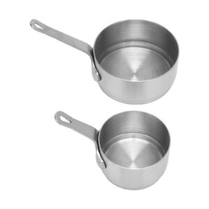 2pcs sauce cup 304 stainless steel stackable handle design mini sauce pan for banquet outdoor picnic,ramekin dipping sauce seasoning bowls with handle for gravy, pepper