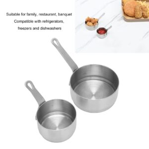 2pcs Sauce Cup 304 Stainless Steel Stackable Handle Design Mini Sauce Pan for Banquet Outdoor Picnic,Ramekin Dipping Sauce Seasoning Bowls with Handle for Gravy, Pepper