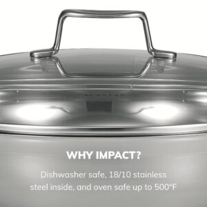 SCANPAN Impact 12.5” Chef Pan with Lid - Made of Durable 18/10 Stainless Steel - Dishwasher & Oven Safe