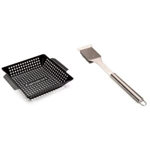 cuisinart cnw-328 non stick 11-inch, 11 x 11, grill wok, 11" x 11" & ccb-5014 bbq grill cleaning brush and scraper, 16.5", stainless steel, 16. 5"