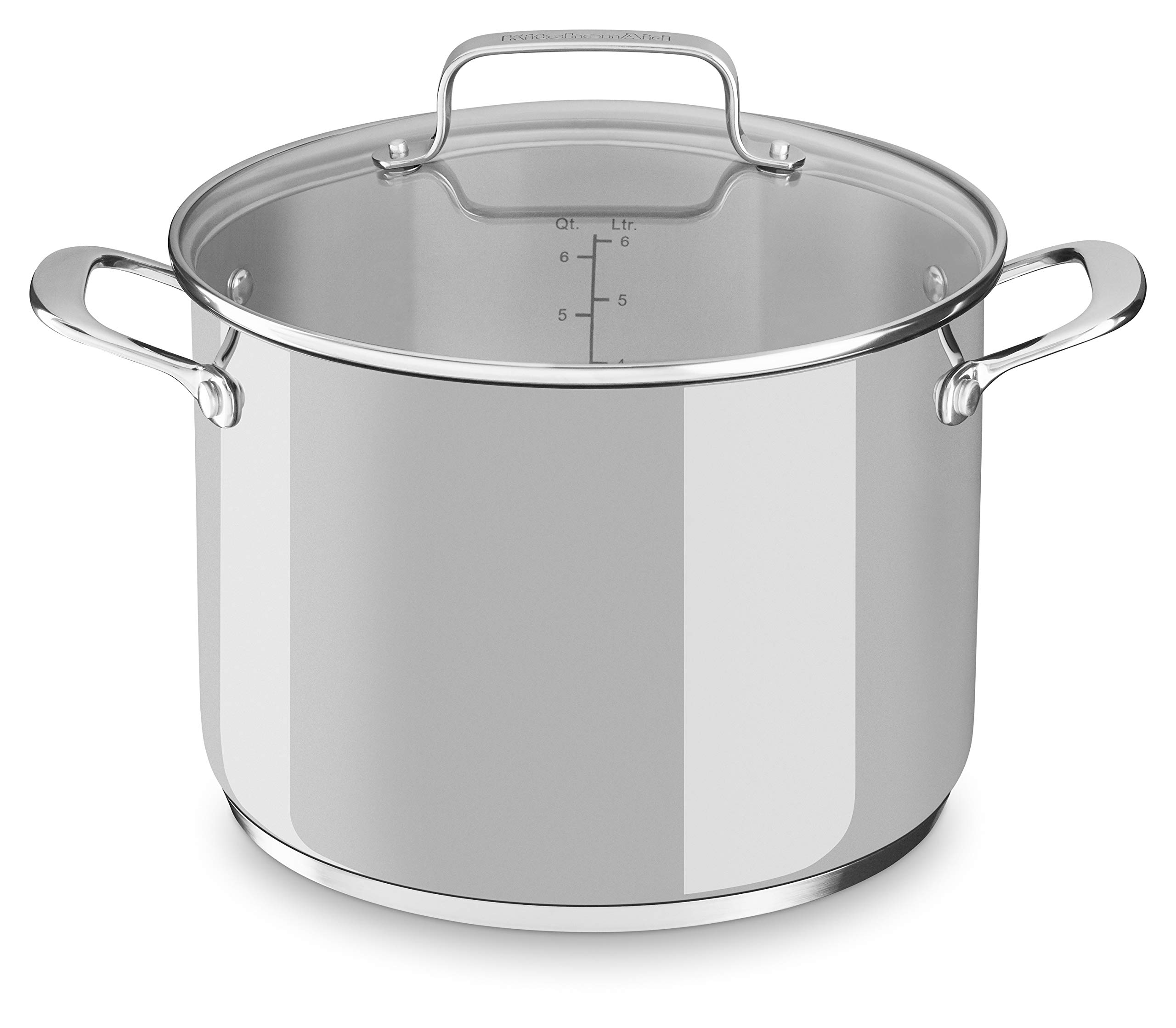 KitchenAid Stainless Steel 8-qt. Stockpot with Glass Lid Oven safe Dishwasher KC2S80SCLS