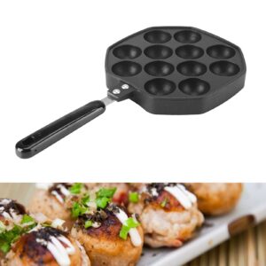 Fdit Black 12 Cavities Aluminum Non-stick Takoyaki Grill Pan Plate Octopus Meatballs Baking for Home Kithen, Dining Room