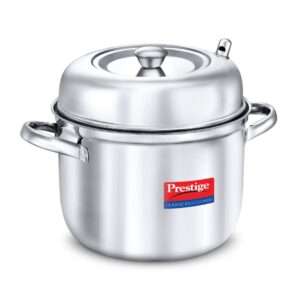 prestige stainless steel classic 4 plate idli cooker, medium, silver