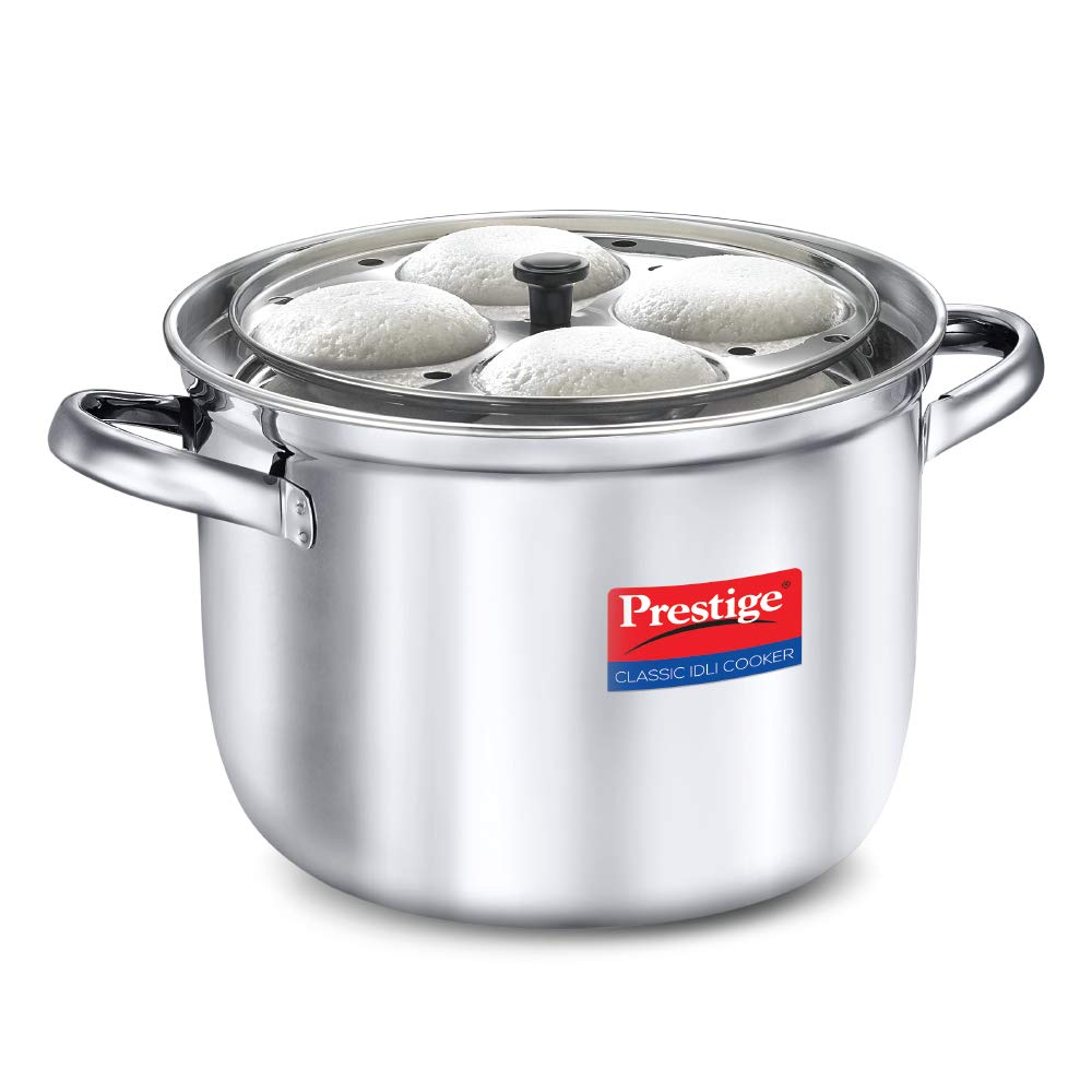 PRESTIGE Stainless Steel Classic 4 Plate Idli Cooker, Medium, Silver