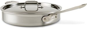 all-clad 7403 mc2 professional master chef 2 stainless steel bi-ply bonded oven safe pfoa free saute pan with lid cookware, 3-quart, silver