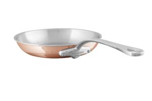 mauviel m'triply s polished copper & stainless steel frying pan with cast stainless steel handle, 10.24-in, made in france