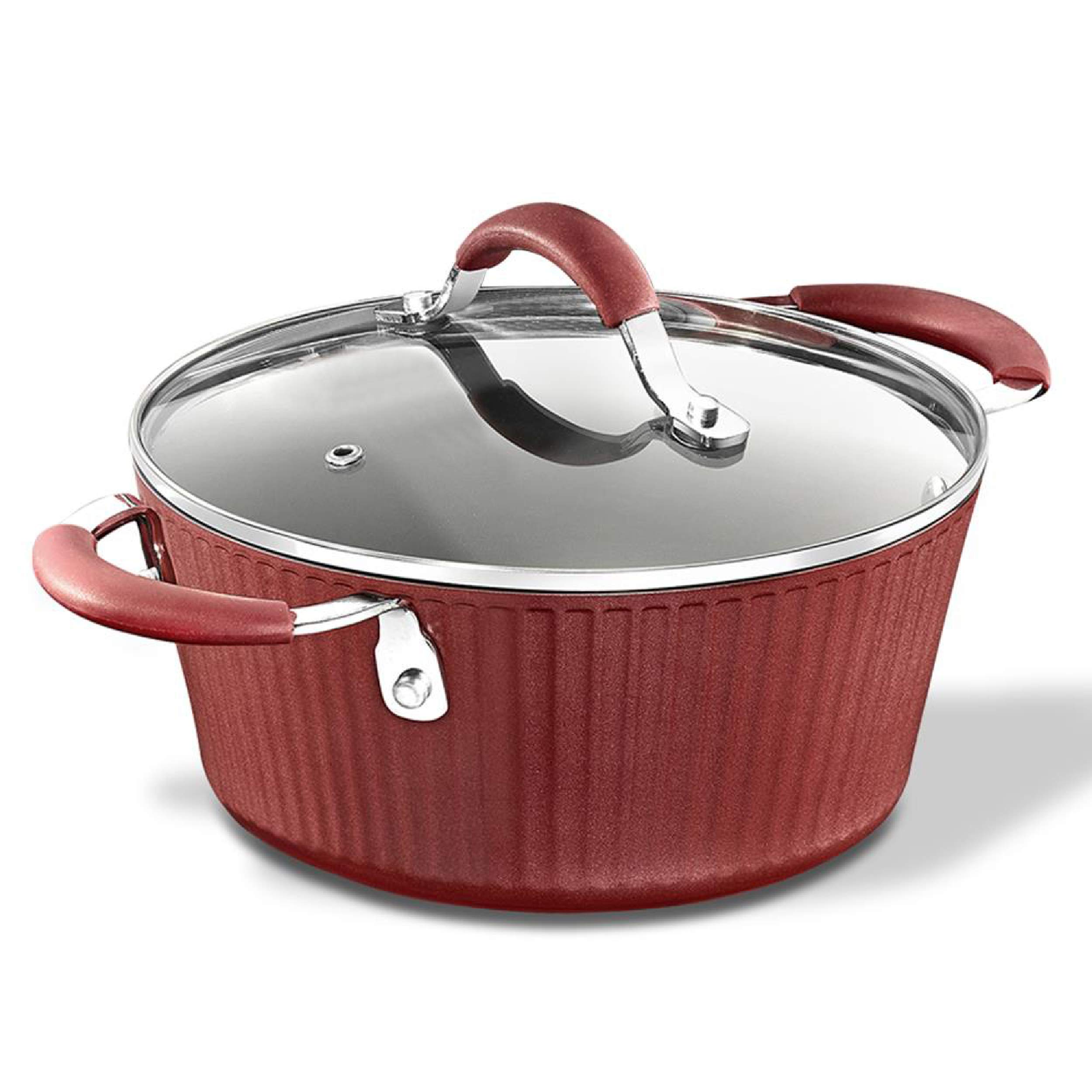 NutriChef Durable Non-Stick Cooking Pot - High-Qualified Kitchen Cookware with See-Through Tempered Glass Lids, 2.1 Quarts, Works with Model: NCCW11RDD, One Size, Red - NutriChef PRTNCCW11RDDCP