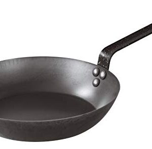 BelleVie Black Carbon Steel 16-gauge Browning Frying Pan, Dia 11 7/8" x H 2 1/4""