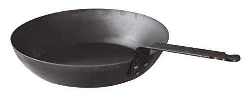 BelleVie Black Carbon Steel 16-gauge Browning Frying Pan, Dia 11 7/8" x H 2 1/4""