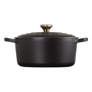 Le Creuset Signature Enameled Cast Iron Round Dutch Oven, 3.5 Quart, Licorice with Light Gold Heart Knob