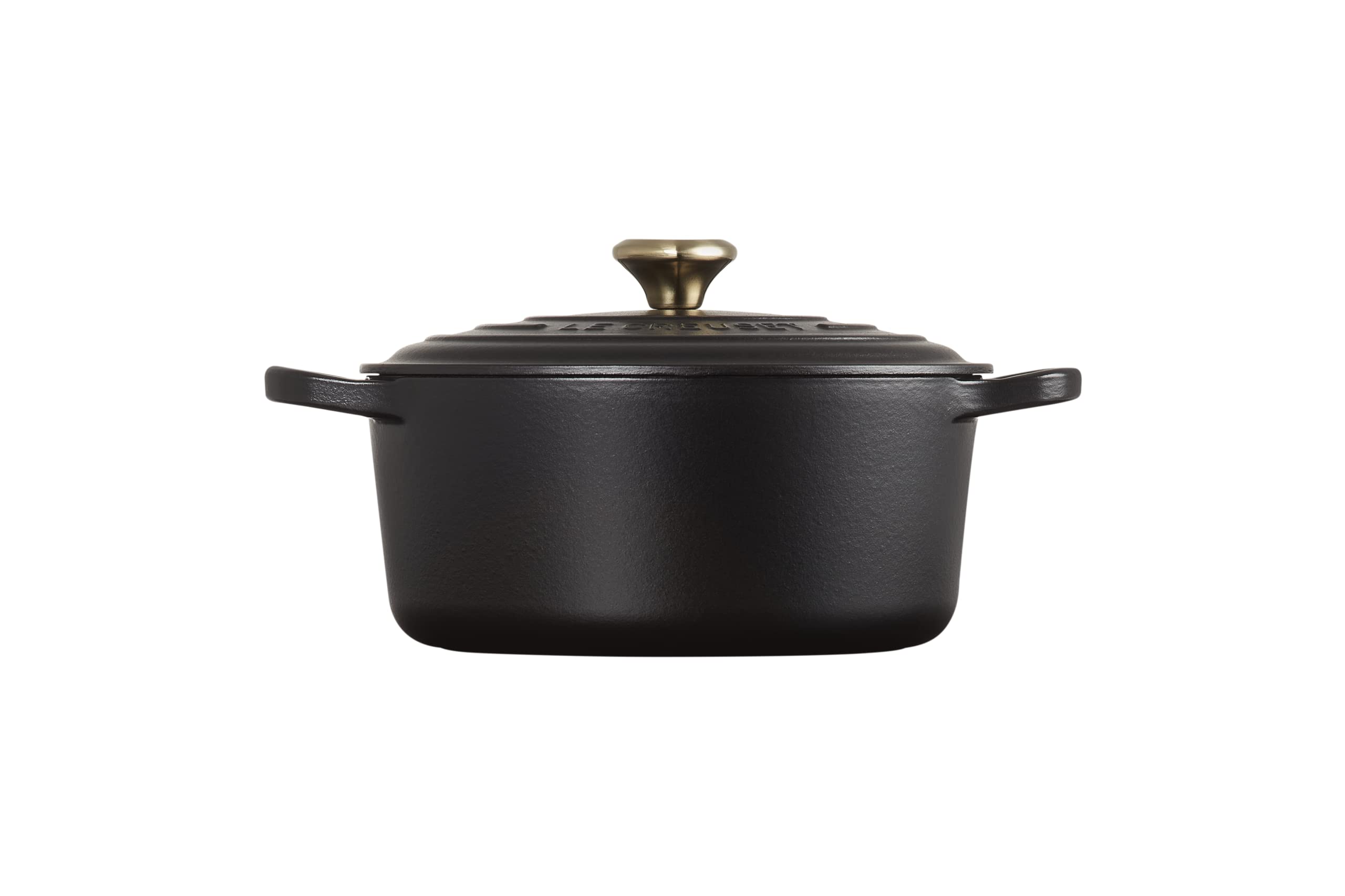 Le Creuset Signature Enameled Cast Iron Round Dutch Oven, 3.5 Quart, Licorice with Light Gold Heart Knob