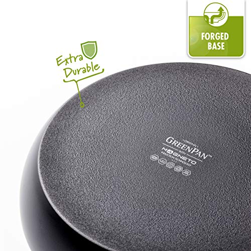 GreenPan CW001695-001 Torino 100% ToxinFree Healthy Ceramic Nonstick Metal Utensil/Induction/Dishwasher/OvenSafe Wok - 28cm/3.6L - Black