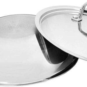 Vinod Cookware Food Grade 3.7 Litre Induction Friendly Platinum (TRI PLY) 18/8 Stainless Steel Kadai with Stainless Steel Lid (28cm, 3.7 Litre)