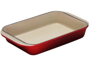 le creuset enameled cast-iron 15-3/4-by-10-3/4-inch rectangular roaster, cherry