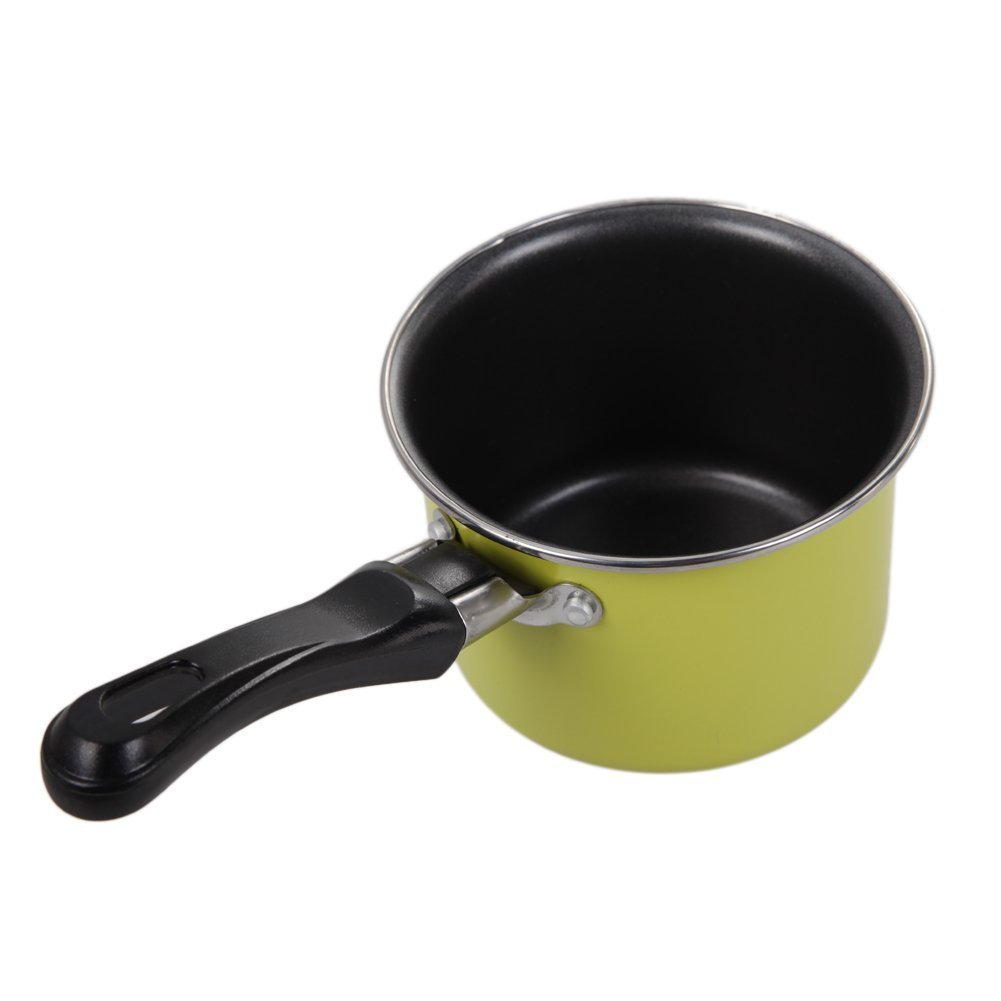 LI-GELISI Mini Chocolate Milk Pan Hard Anodized Non-Stick Coating Carbon Steel Pan 4.5 Inch Butter Sugar Melting Pot (Green)