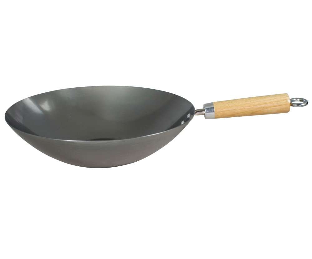 Dexam 12108512 Professional Carbon Steel Wok 30cm/12-inch, Black