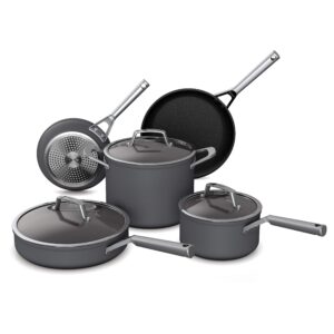 Ninja C38000 Foodi NeverStick Premium 8-Piece Cookware Set with Glass Lids, Slate Grey & C30026 Foodi NeverStick Premium 10.25 Inch Fry Pan, Hard-Anodized, Slate Grey