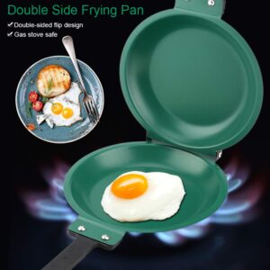 AYNEFY Double sided Frying Pan, Non-stick Premium Iron Ceramic Coating Double Side Flip Pan Pancake Maker Household Kitchen Cookware for Pancakes Omelets French Toast