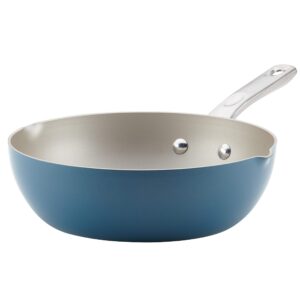 ayesha curry home collection nonstick fry saute pan/chefpan, 9.75 inch, twilight teal blue