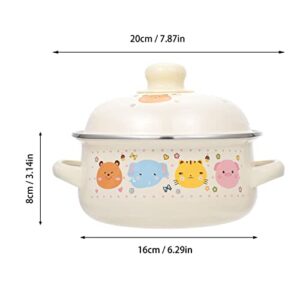 Angoily Porcelain Stockpot Flower Enamel Stock Pot Stockpot with Lid Enamel Coated Oven Stovetop for Soup Chicken Pot Roast Kitchen Cookware 16cm Ceramic Soup Pot