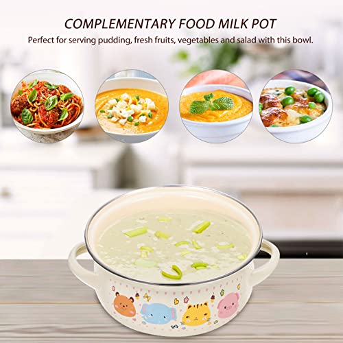 Angoily Porcelain Stockpot Flower Enamel Stock Pot Stockpot with Lid Enamel Coated Oven Stovetop for Soup Chicken Pot Roast Kitchen Cookware 16cm Ceramic Soup Pot