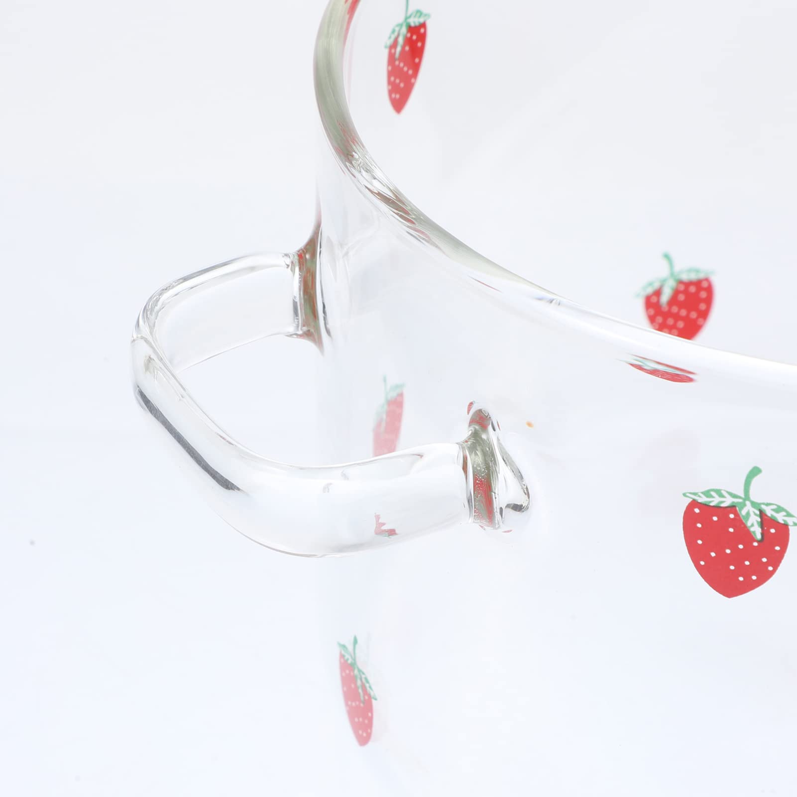 Yardwe Glass Saucepan Clear Glass Stockpot with Lid Handles Simmer Pot Glass Cookware for Milk Pasta Noodle Soup 1900ml Strawberry Pattern