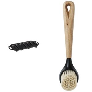 lodge 6 impressions cast iron cornstick pan & scrbrsh scrub brush, 10-inch