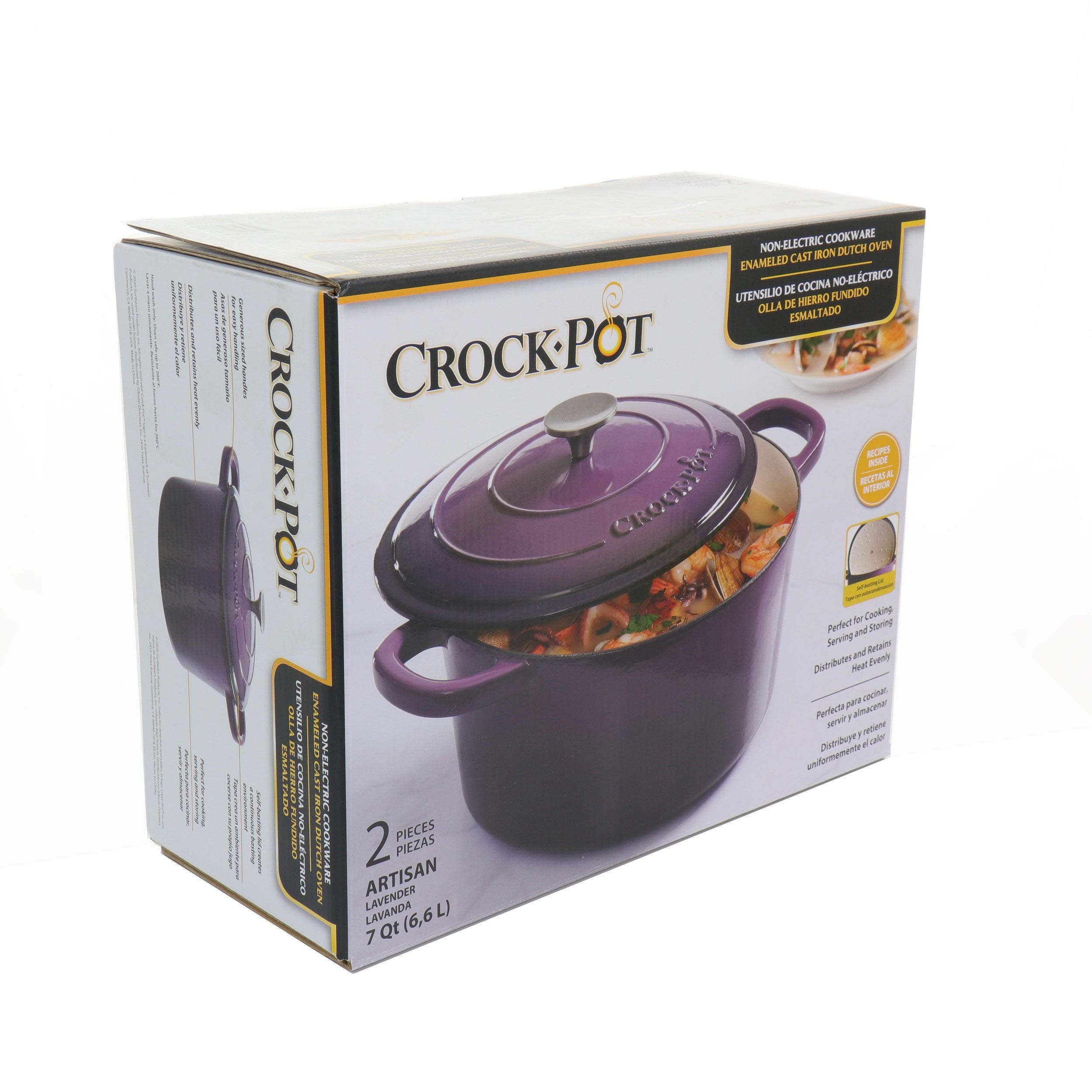 Unknown1 Artisan 2 Piece 5 Quart Enameled Cast Iron Dutch Oven with Lid in Lavender Purple, Medium