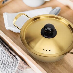 ERINGOGO Instant Noodle Pot Soup Pot Pots Double Handle Stockpot Korean Drama Stovetop Enamel Oven Rapid Noodle Cooker Seafood Steaming Pot Stew Pot Hotpot Elastic Casserole Stainless Steel