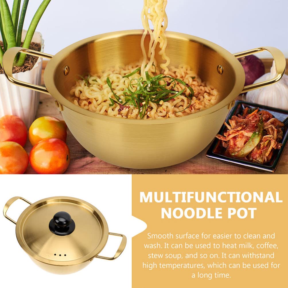 ERINGOGO Instant Noodle Pot Soup Pot Pots Double Handle Stockpot Korean Drama Stovetop Enamel Oven Rapid Noodle Cooker Seafood Steaming Pot Stew Pot Hotpot Elastic Casserole Stainless Steel