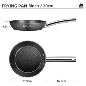 GlowSol 8 Inch Skillet Pan, Nonstick Frying Pan for All Stove, Small Non Stick Frying Pan, Chef Pans for Cooking, PFOA Free