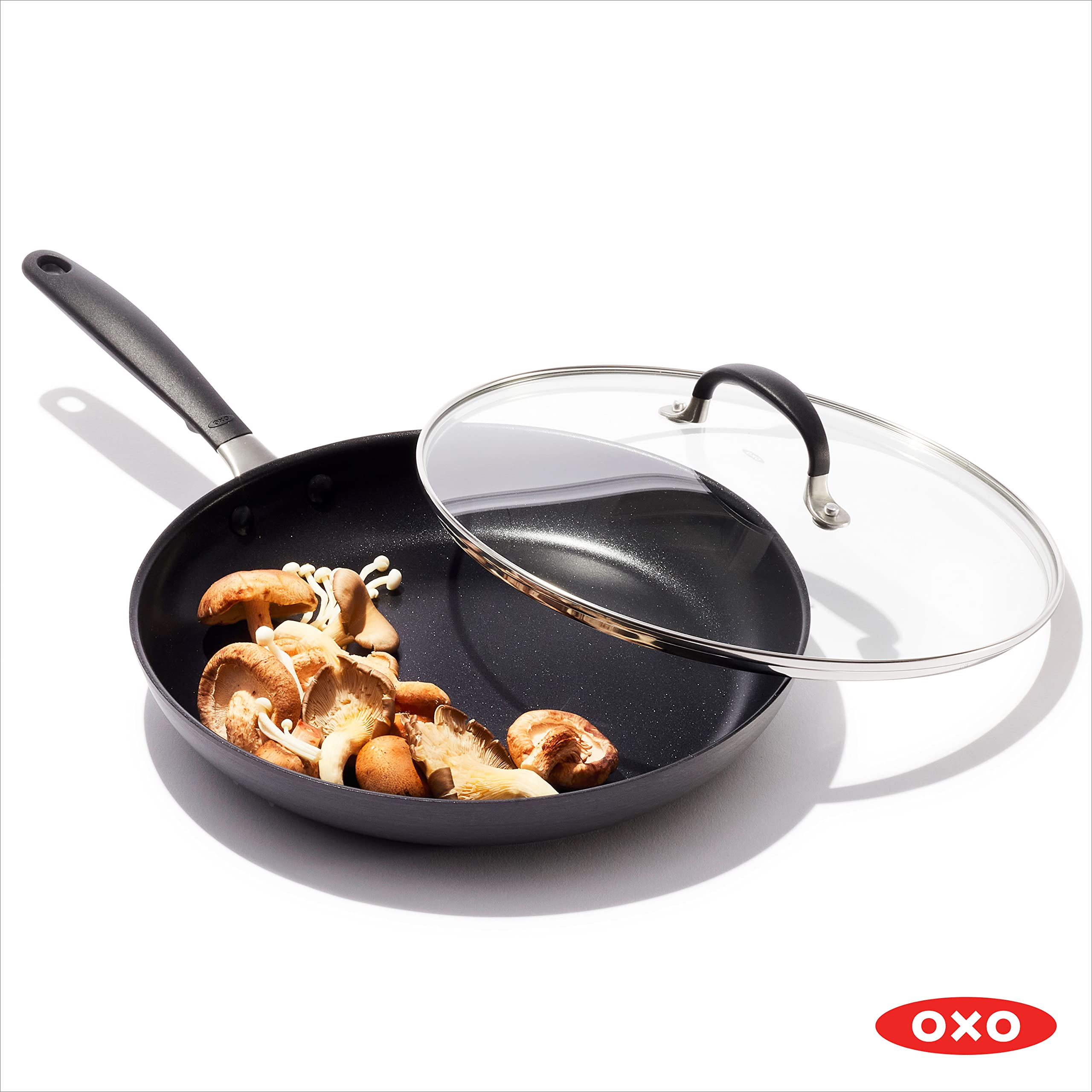 OXO Good Grips Hard Anodized PFOA-Free Nonstick 12" Frying Pan Skillet & Good Grips Pro Hard Anodized PFOA-Free Nonstick 10" Frying Pan Skillet, Dishwasher Safe, Oven Safe, Black