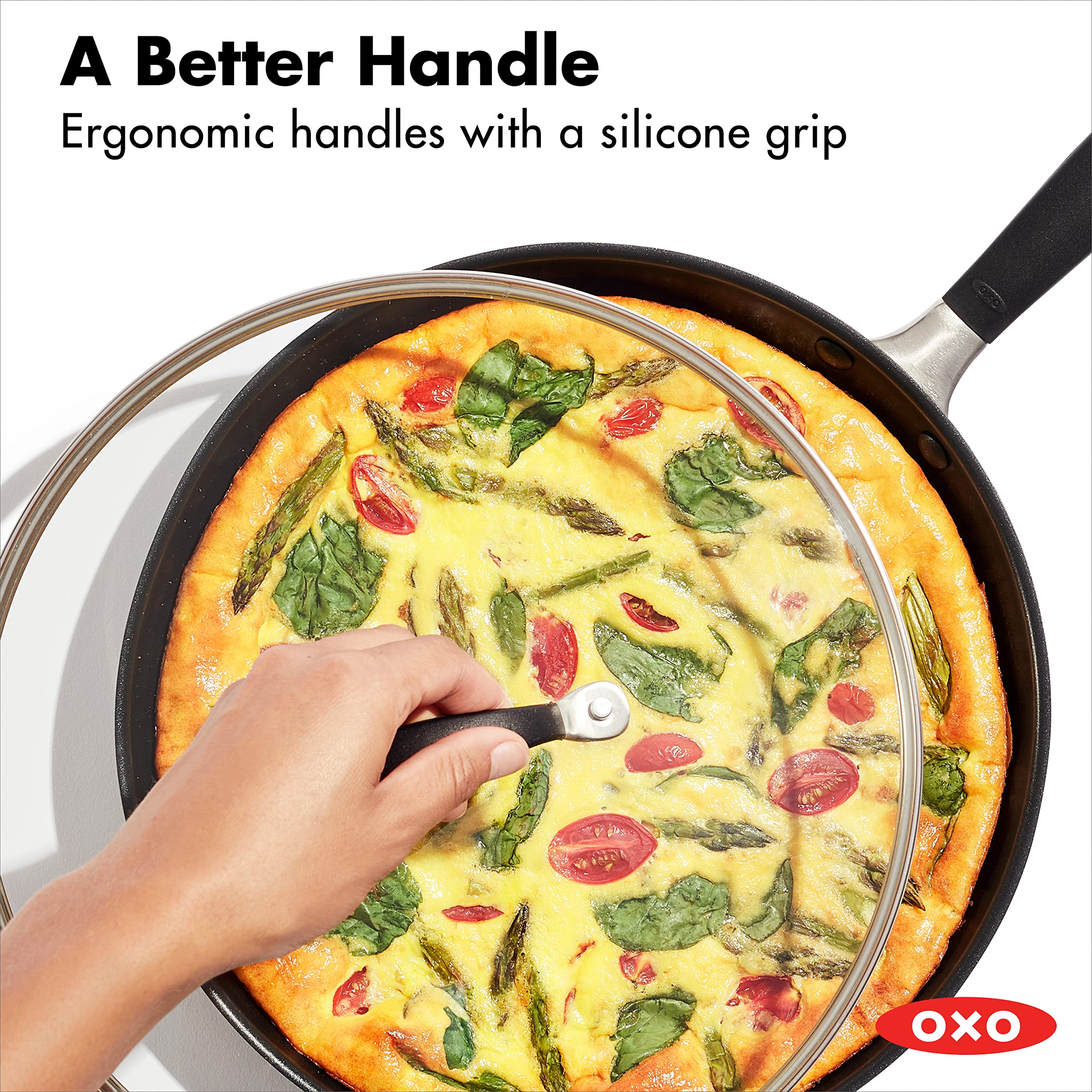 OXO Good Grips Hard Anodized PFOA-Free Nonstick 12" Frying Pan Skillet & Good Grips Pro Hard Anodized PFOA-Free Nonstick 10" Frying Pan Skillet, Dishwasher Safe, Oven Safe, Black