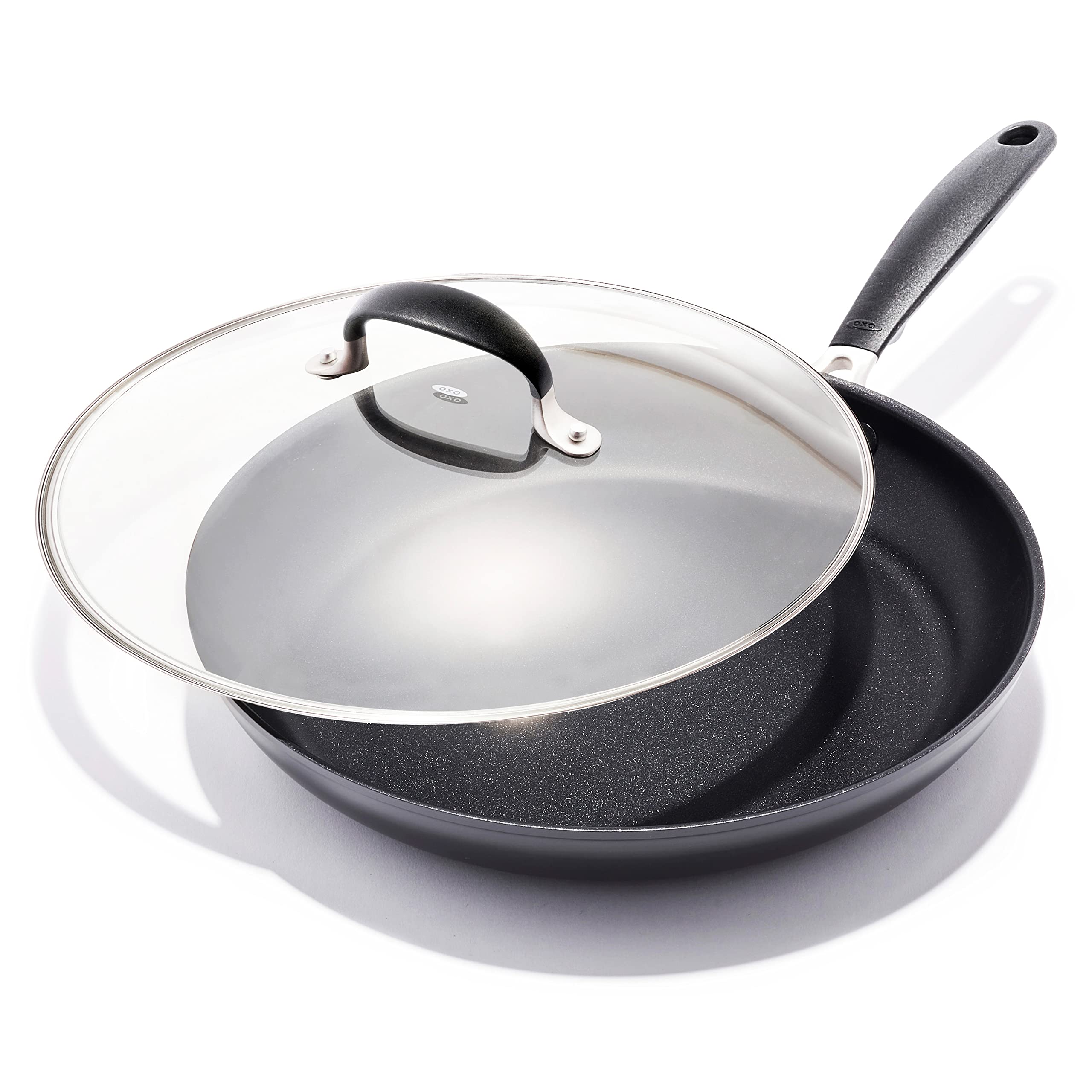 OXO Good Grips Hard Anodized PFOA-Free Nonstick 12" Frying Pan Skillet & Good Grips Pro Hard Anodized PFOA-Free Nonstick 10" Frying Pan Skillet, Dishwasher Safe, Oven Safe, Black