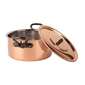 cuisine romefort | tinned copper pot with cast iron handles and lid | traditional stockpot made of solid copper | stewpot from france ideal for soups and stews 3.2 qt
