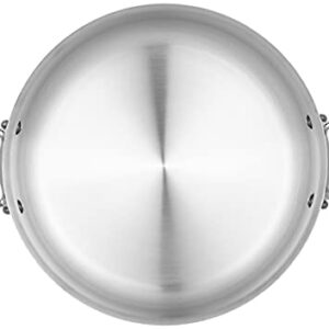 Mauviel M'Cook 5-Ply Polished Stainless Steel Rondeau/Braiser Pan With Lid, And Cast Stainless Steel Handles, 6-qt, Made In France