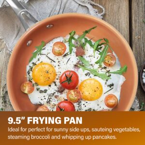 GOTHAM STEEL 9.5” Frying Pan, Nonstick Copper Frying Pans & Hammered Copper Collection – Mini 5.5” Egg Pan, Premier Nonstick Aluminum Cookware with Rubber Grip Handle