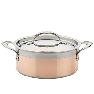 hestan - copperbond collection - 100% pure copper soup pot, induction cooktop compatible, 3 quart
