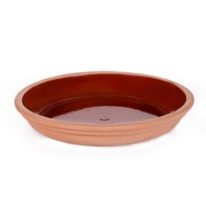 handmade clay pan for cooking, glazed terracotta pot, earthenware cookware, mexican cazuela for oven cooking, round, 11.8 in