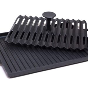 Grillville USA Cast Iron Grill Pan and Press, Indoor/Outdoor Grill Pan and Weighted Press Set, Porcelain Enamel Coating, Use on the Stovetop or Grill, Vented Design Keeps Food Crisp