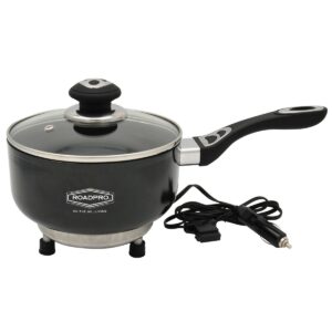 roadpro 12v power supply portable travel saucepan with non-stick surface