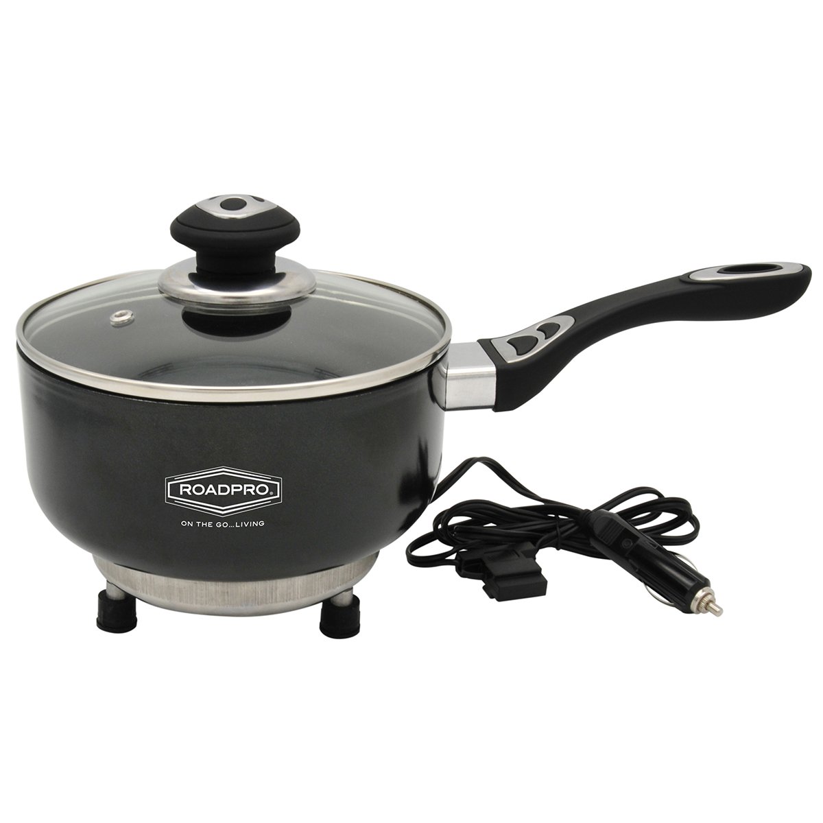 RoadPro 12V Power Supply Portable Travel Saucepan with Non-Stick Surface