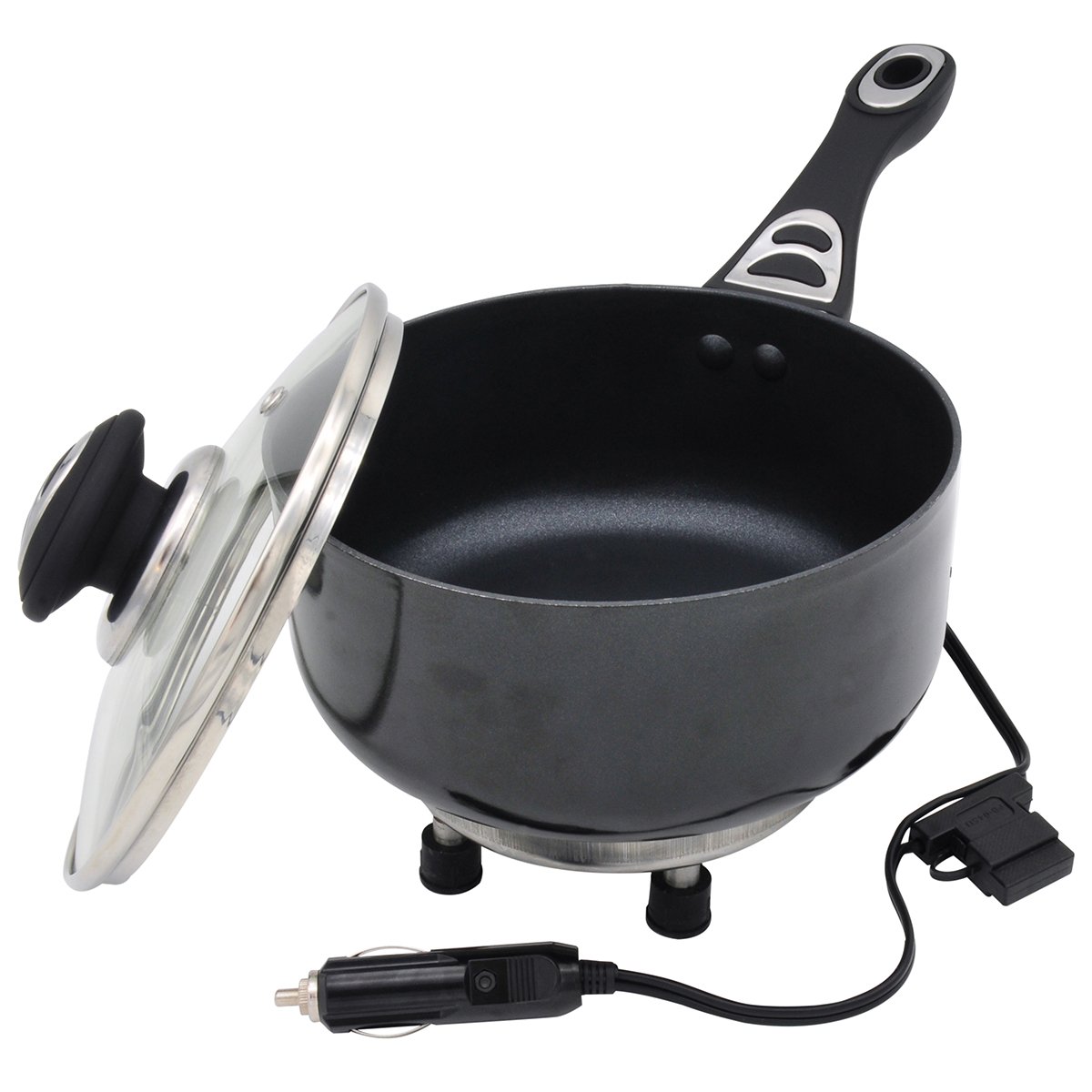 RoadPro 12V Power Supply Portable Travel Saucepan with Non-Stick Surface