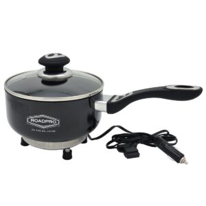 RoadPro 12V Power Supply Portable Travel Saucepan with Non-Stick Surface