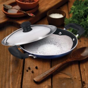 Vinod Appachetty Non-Stick Appam Pan with Stainless Steel Lid, 21.5 cm