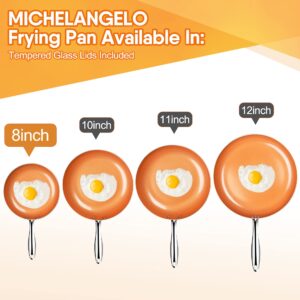 MICHELANGELO 8 Inch + 10 Inch Frying Pan Set, Copper Frying Pan Set with Lid, Nonstick Frying Pan Set, Copper Pans with Lid, Nonstick Skillets with Lid, Ceramic Fry Pan with Lid, 8" + 10"