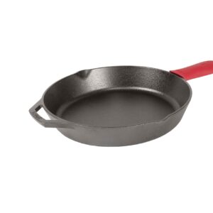 Lodge EC7D43 Enameled Cast Iron Dutch Oven, 7.5-Quart, Island Spice Red & Cast Iron Skillet with Red Silicone Hot Handle Holder, 12-inch